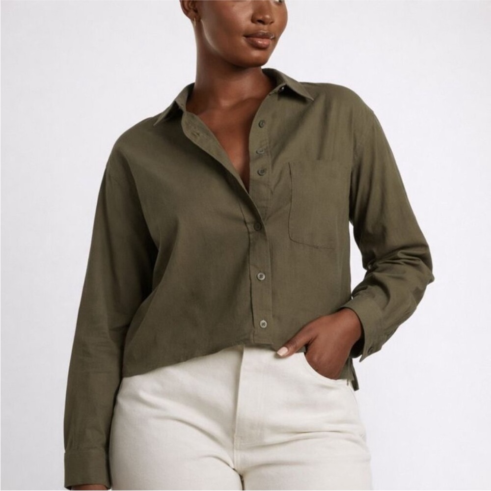 Everlane | Olive Linen Button Down Shirt